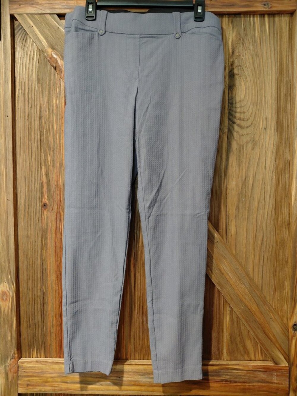 Maurices Women’s L Lavender-Gray Stretch Pull On Pants Elastic Waist Ankle Crop